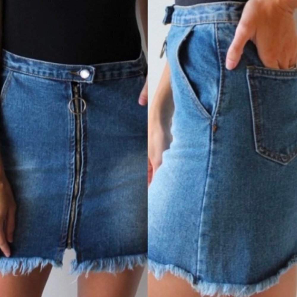 🦋 SAGE THE LABEL Jean Mini Skirt Medium Denim Zip Up